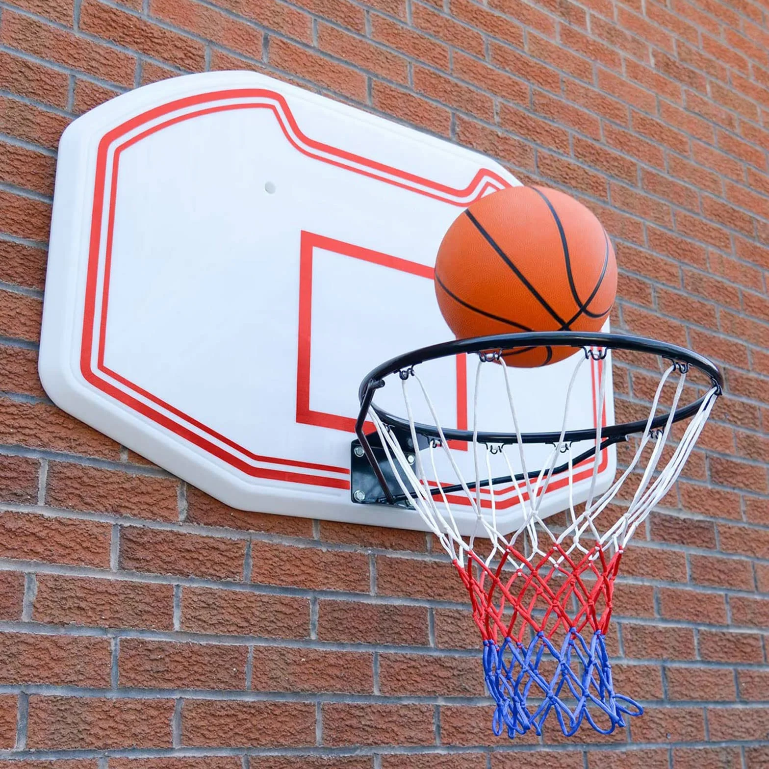 Rete da basket resistente 4 pezzi rosso bianco blu per sport all'aperto e al chiuso