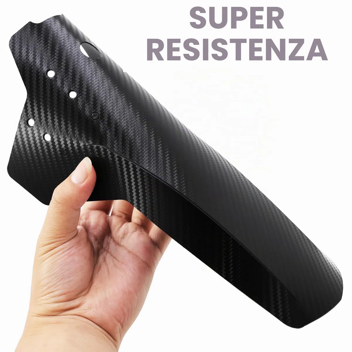 FETESNICE 2 Pezzi MTB Mudguard- Mountain Bike Protection Board da 29 Pollici in Fibra di Carbonio Testurizzata Anteriore e Posteriore con 10 attacchi Via Cavo.