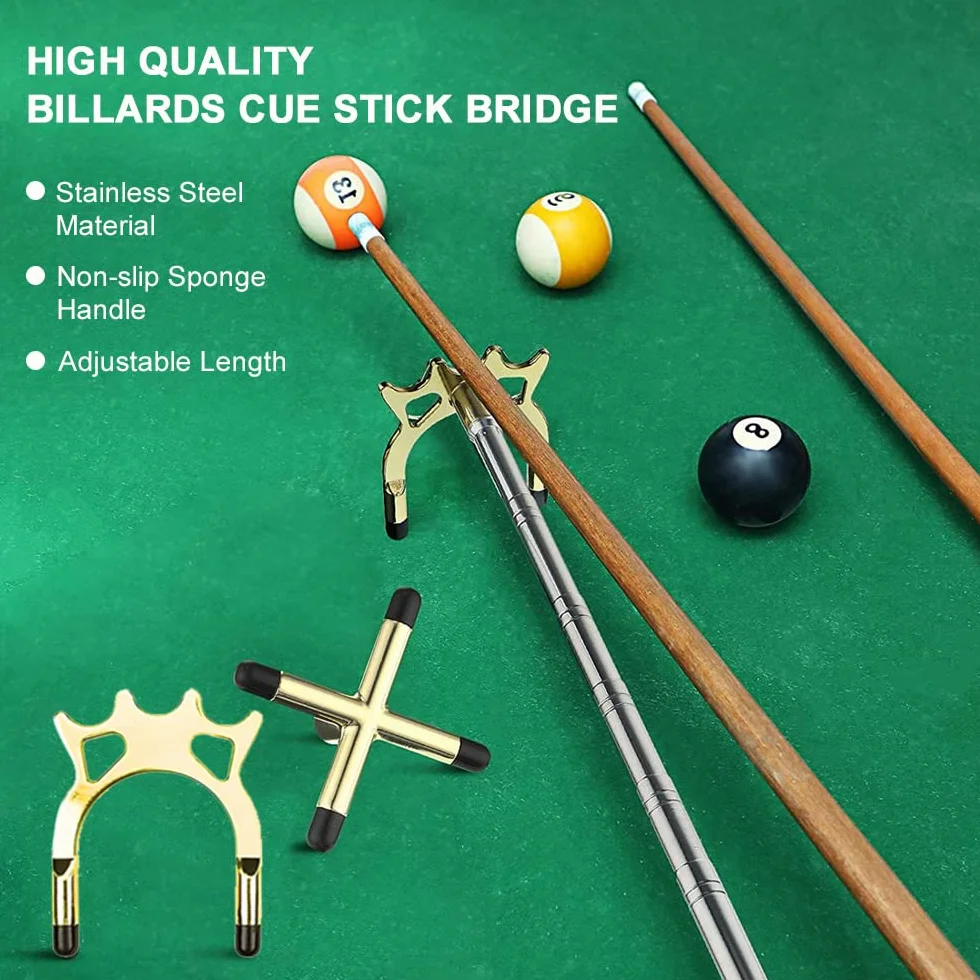 Bastone Retrattile da Biliardo con 1 Ponte Stecca da Biliardo a Forma di Croce, Ponte per Stecca da Biliardo Estensibile 35-150cm Accessorio per Stecca da Biliardo e Tavolo da Biliardo