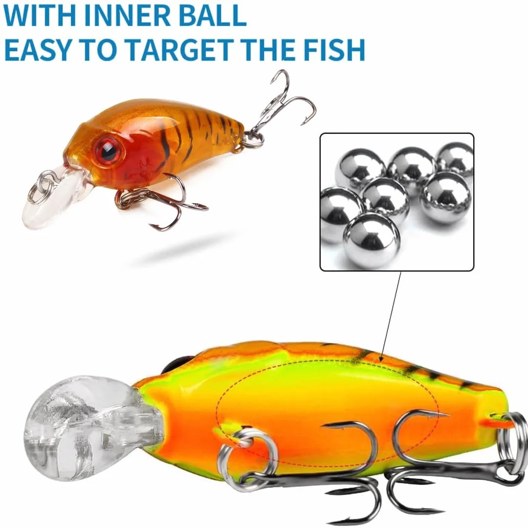 8 Pezzi esche artificiali, Esche galleggianti da pesca, Artificiali Spinning Esche Artificiali, esca pesce persico, per acqua salata, trota, salmone, pesca persico, simulazione di esche false