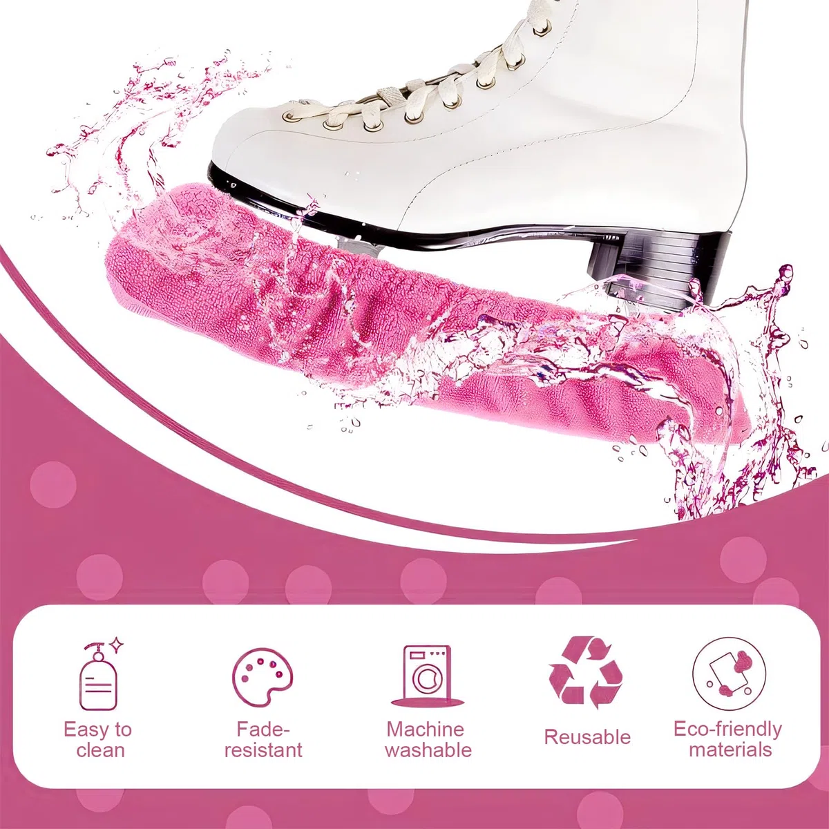 1 paio di protezioni per pattini da ghiaccio, per hockey su ghiaccio, per pattini da hockey e pattinaggio artistico (rosa)