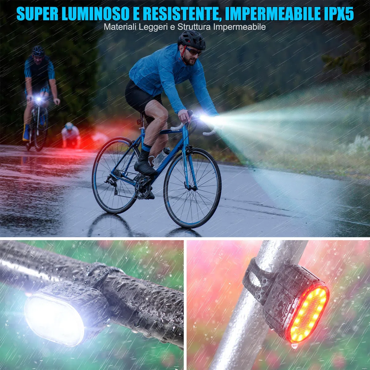 Luci Bicicletta Kit, Luci Anteriore e Posteriore per Bicicletta LED, USB Ricaricabile IPX5 Impermeabili 4+6 Modalità,Disponibile per Uomini Donne, Bambini e Biciclette da Montagna e da Strada.
