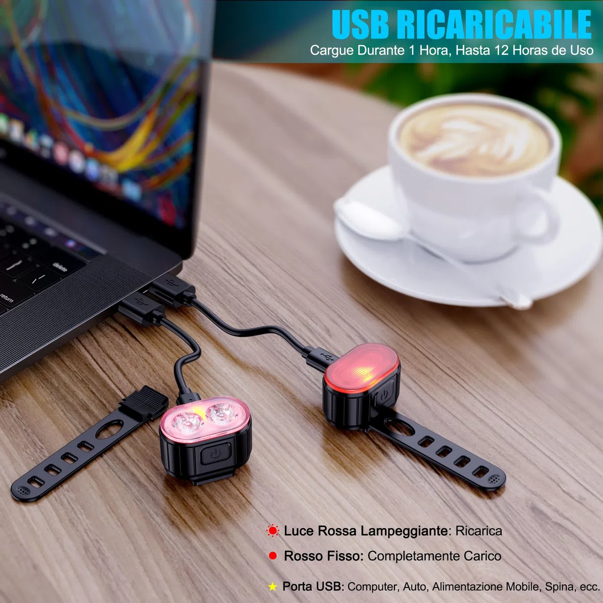 Luci Bicicletta Kit, Luci Anteriore e Posteriore per Bicicletta LED, USB Ricaricabile IPX5 Impermeabili 4+6 Modalità,Disponibile per Uomini Donne, Bambini e Biciclette da Montagna e da Strada.