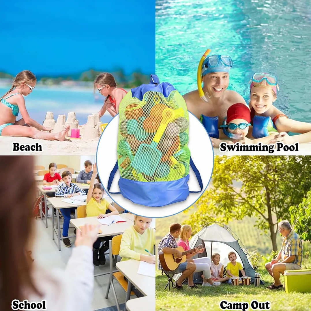 Borsa per giocattoli da spiaggia, borsa da spiaggia in rete, zaino per giochi acquatici, borsa da spiaggia grande, per bambini piccoli, ragazze e ragazzi, borsa da nuoto