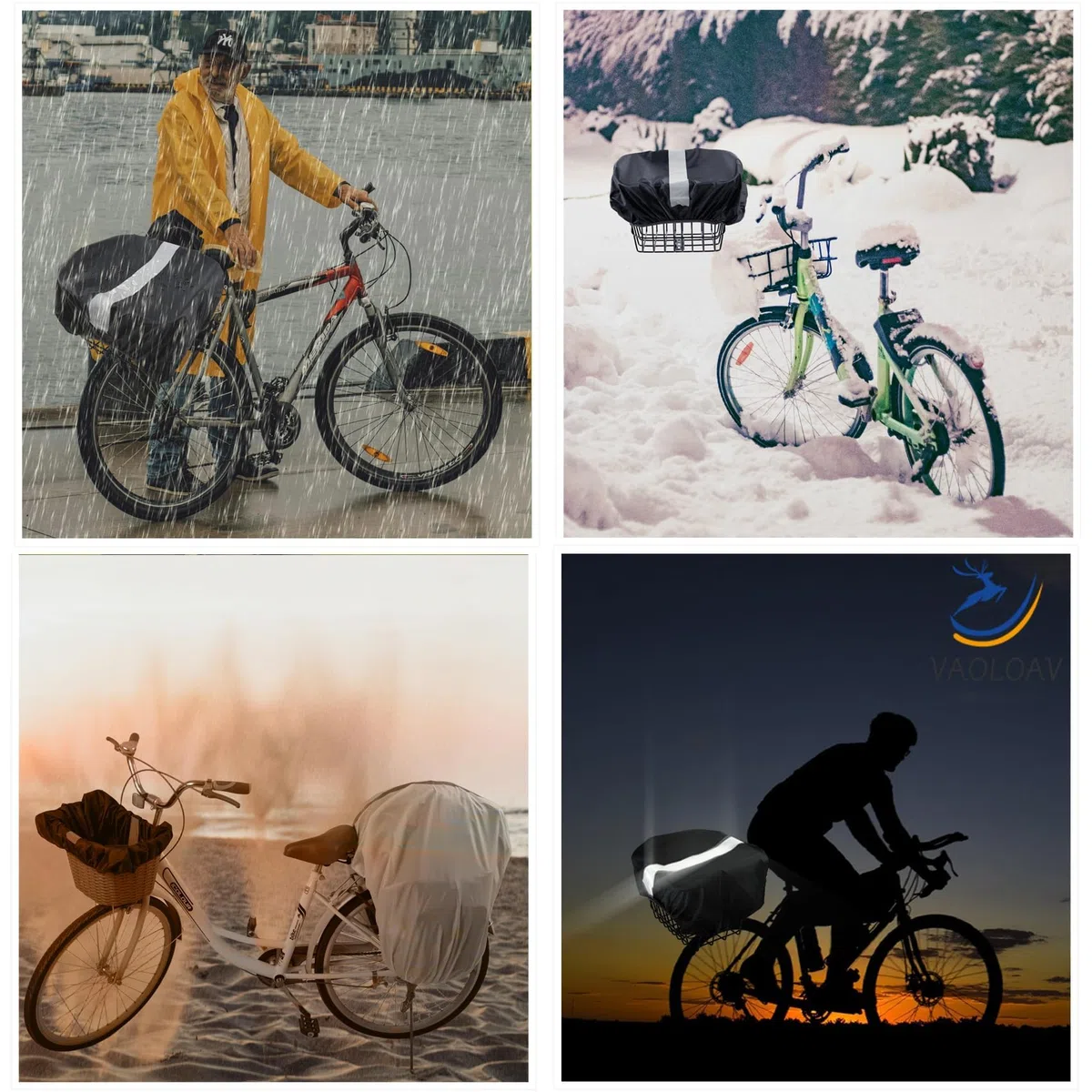 Copertura Impermeabile per Portapacchi Posteriore Bici con Banda Rifrangente e Bauletto
