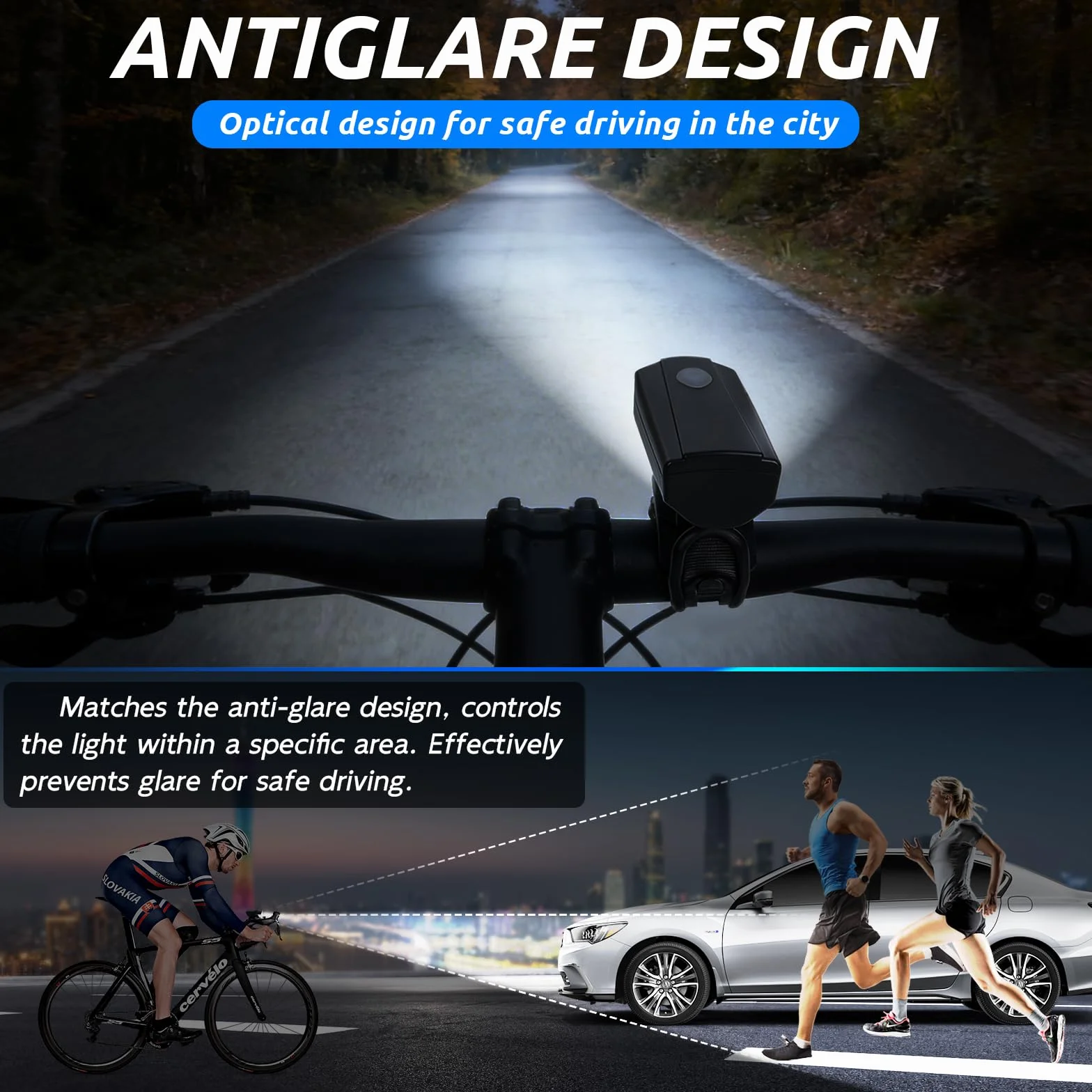 Set Luci Bicicletta LED, Luci Bici Batteria, Impermeabile IPX5 Luce Bici Anteriori e Posteriori, 3+2 Modalità di Illuminazione Luce Bici per I'equitazione Notturna, Campeggio