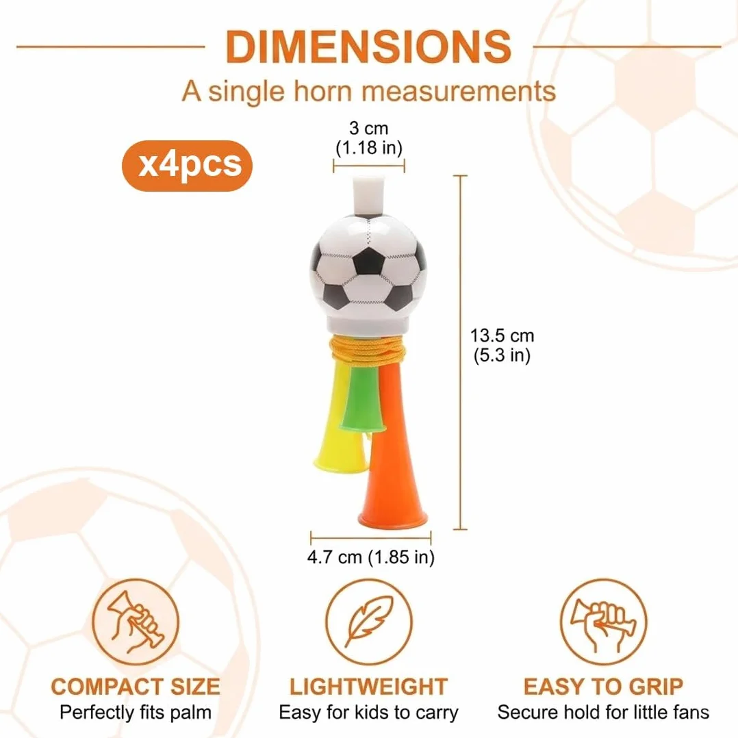 Set Tromba ad Aria 4 Pezzi Vuvuzela Rumorosa 13.5 cm per Eventi Sportivi