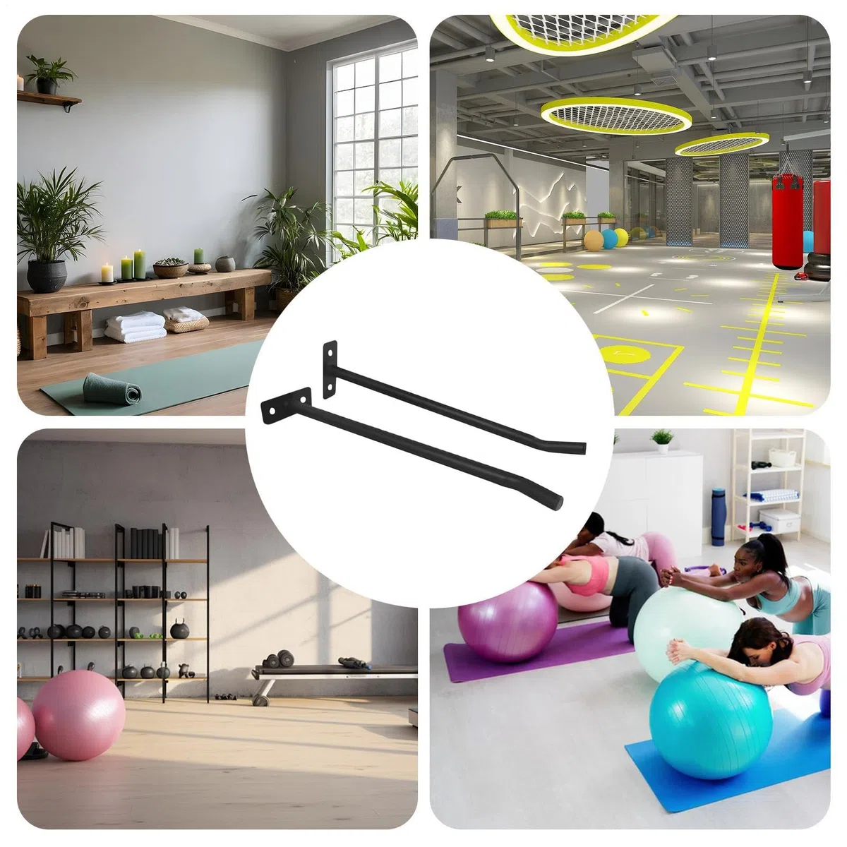 Supporto per palla da yoga - Confezione da 2 organizer da parete | Robusto supporto per attrezzi per palestra, palestra, allenamento a casa, supporto sicuro per l'esposizione di palle da yoga, soluzio