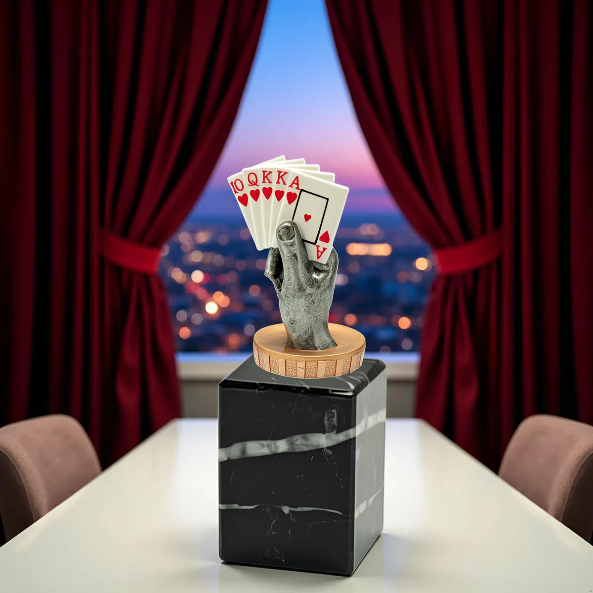 Generico Trofeo Premio Poker, Burraco, Scala 40, Briscola – Coppa Personalizzabile con Targa – Idea Regalo Tornei, Eventi e Competizioni (Colore, h15,5cm)