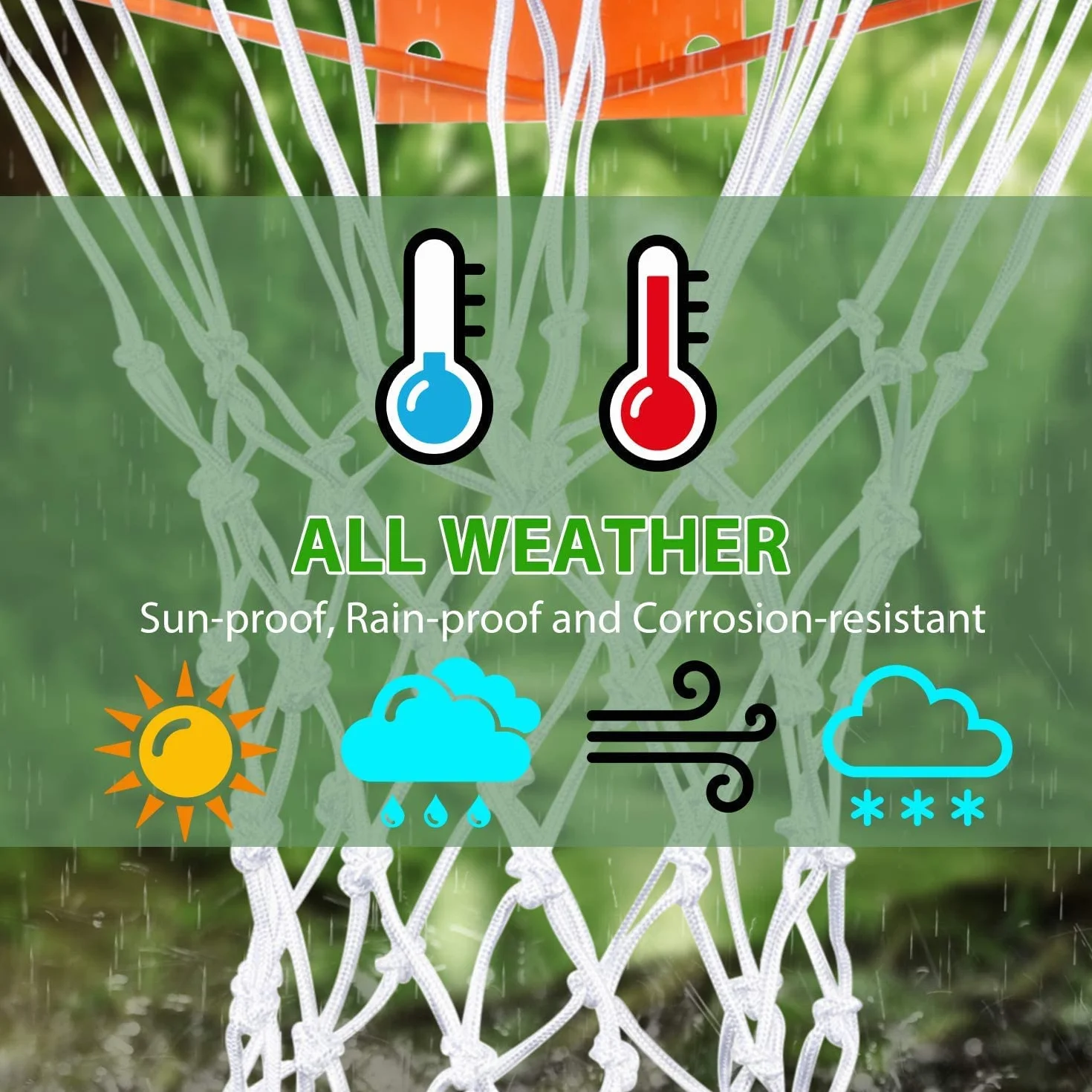 Rete da Basket Ricambio Standard 12 Passanti 205g Polipropilene Bianco