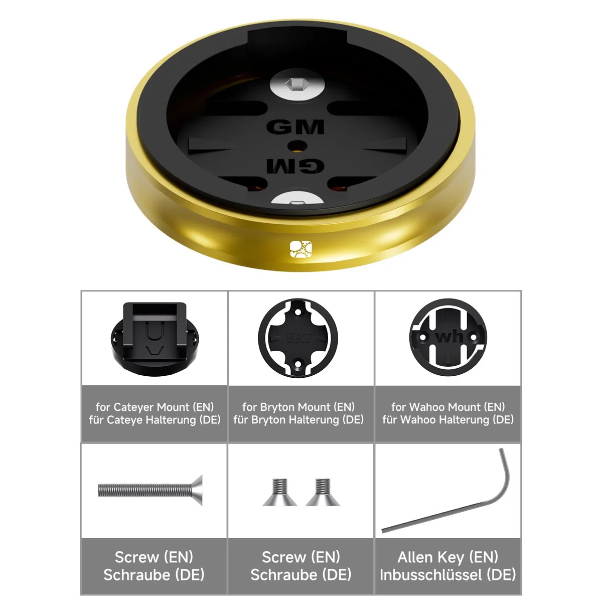 Bike Stem Top Cap Computer Mount per Garmin Edge Explore, leggera lega di alluminio per bicicletta GPS Computer Supporti Combo compatibile con Bryton, Wahoo e Cateye Giallo