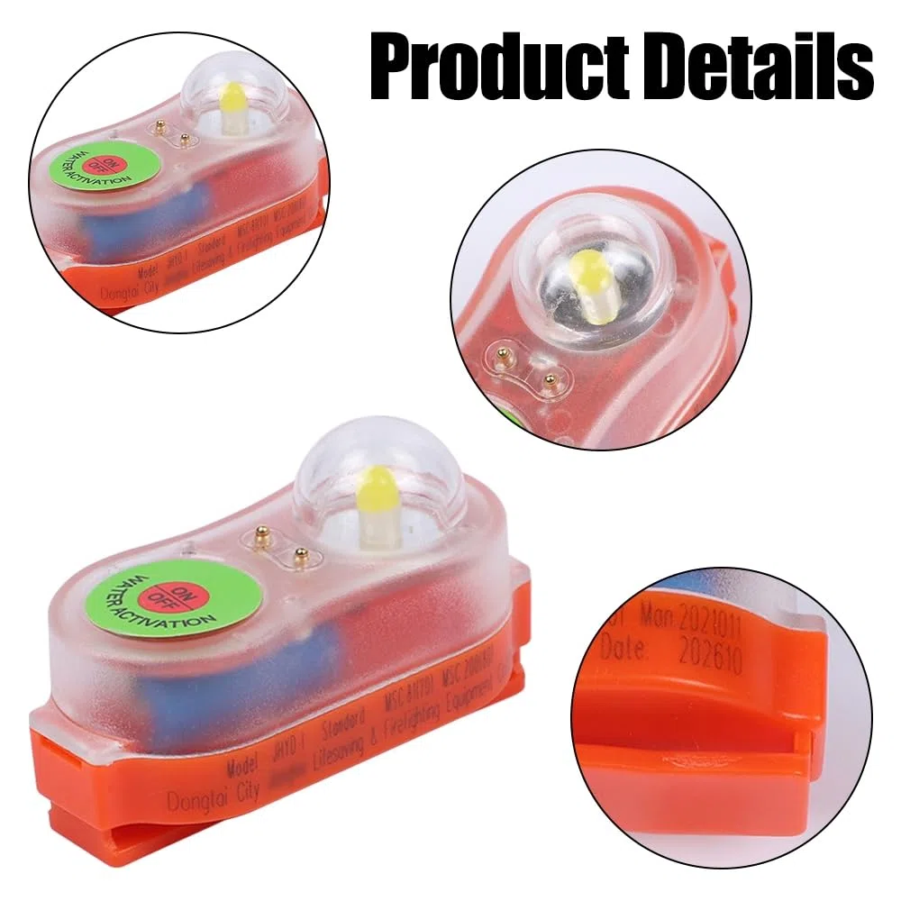 2PCS Luce Gilet di Salvataggio, Localizzatore Automatico Luce LED Stroboscopica Gilet di Salvataggio per Emergenza Sopravvivenza In Acqua