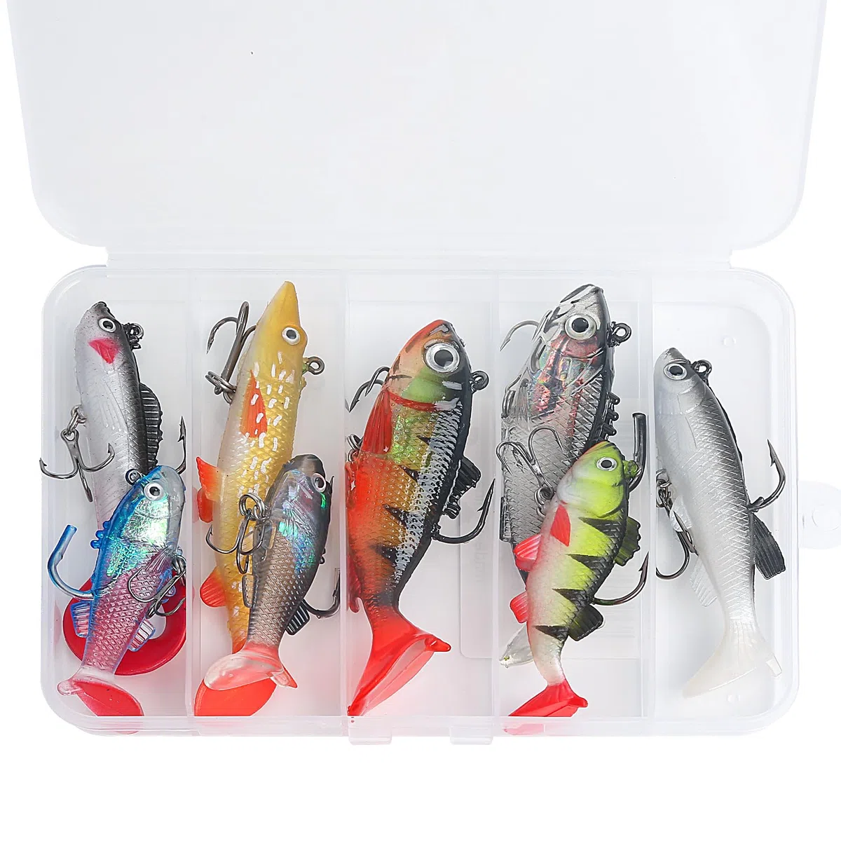 Realure 8 Pezzi Kit di Esche Artificiali Spinning Mare, 5 Dimensioni Shad Spinning, Esche da Pesca per Trote d'Acqua Dolce, Minnow Spin per Acqua Salata, Pesca Alla Trota, Spigola, Salmone