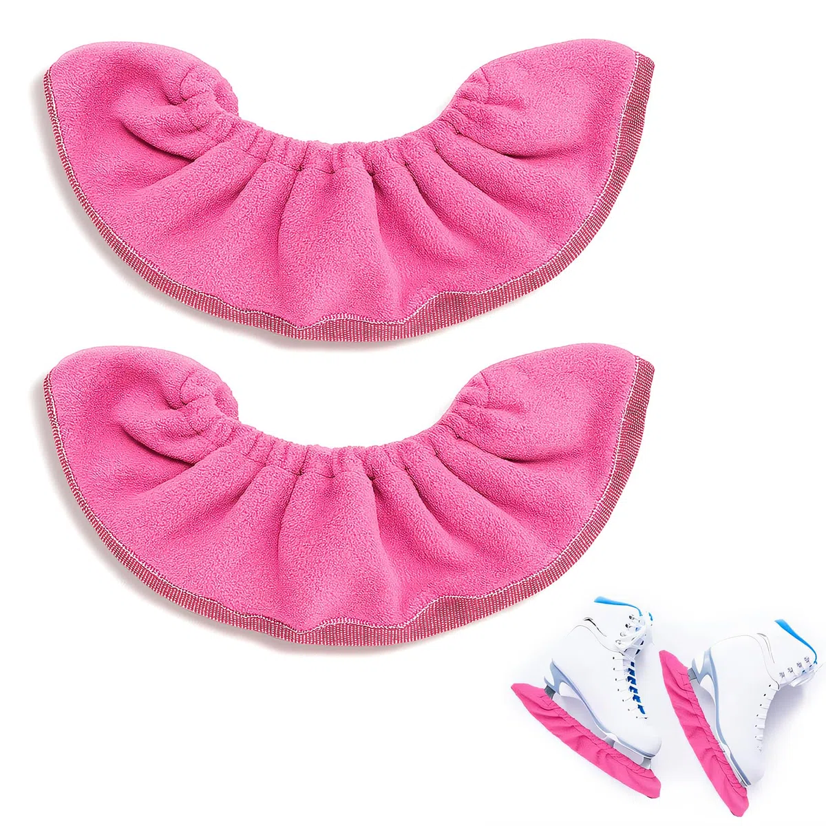 1 paio di protezioni per pattini da ghiaccio, per hockey su ghiaccio, per pattini da hockey e pattinaggio artistico (rosa)