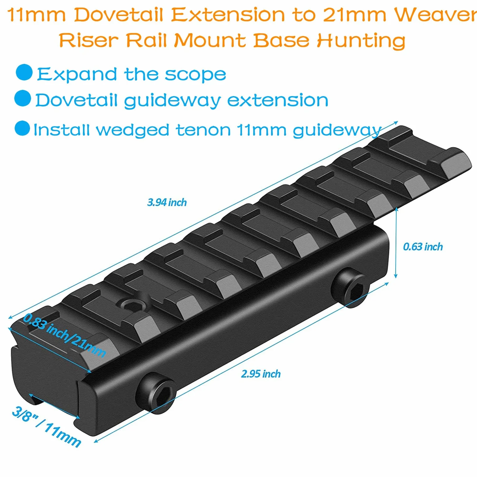 ACEXIER Eccellente qualità Adattatore per Binario Picatinny per tessitore a Coda di Rondine da 11mm a 20mm Tactical Scope Extend Mount Adapter for Hunting