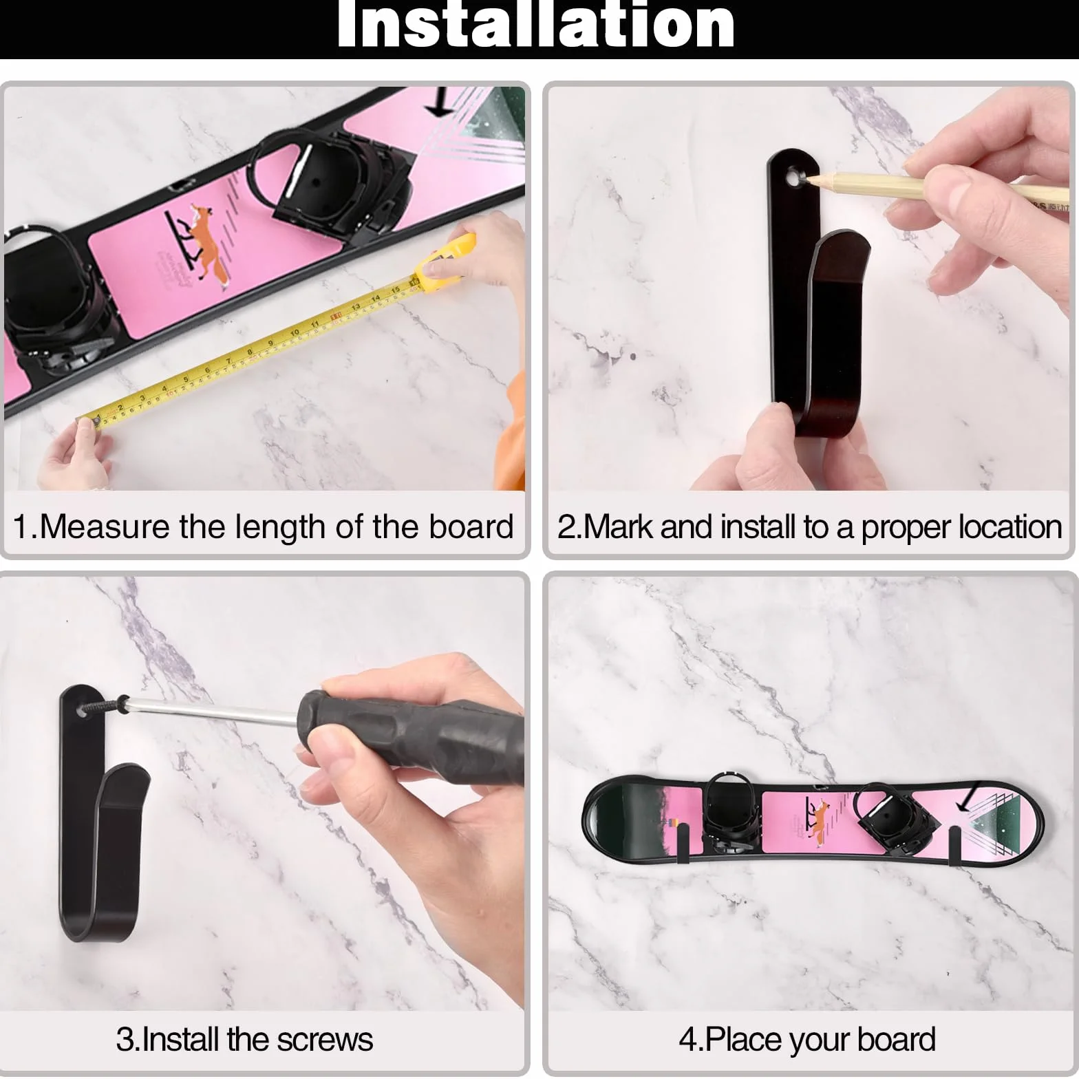 Supporto da Parete per Snowboard, Appendiabiti da Parete per Snowboard, Espositore Snowboard Wall Mount per Camera da Camera, Garage