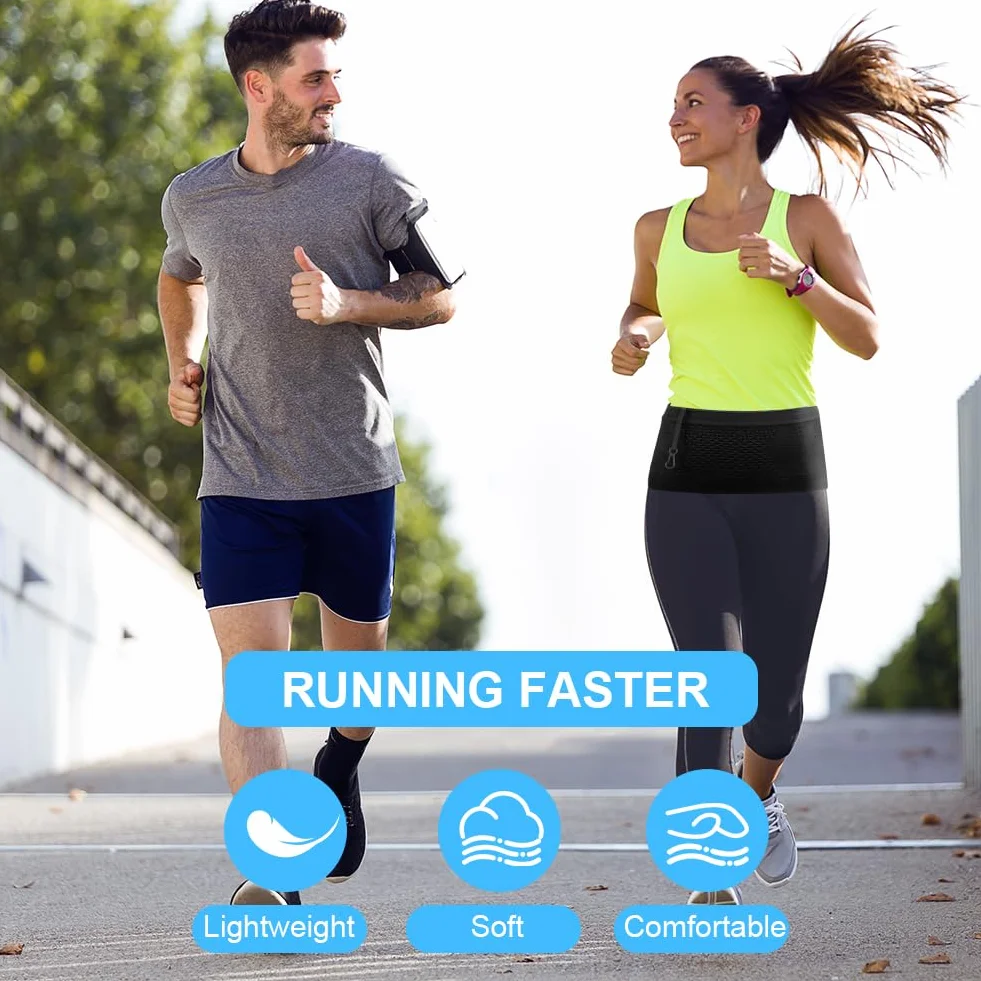 Cintura da Corsa Multifunzionale, Marsupio Multifunzionale in Maglia, Capiente Cintura da Corsa Porta, per Escursioni, Fitness, Viaggi, Corsa, Pocking, Accessori, Cintura Elastica (M)