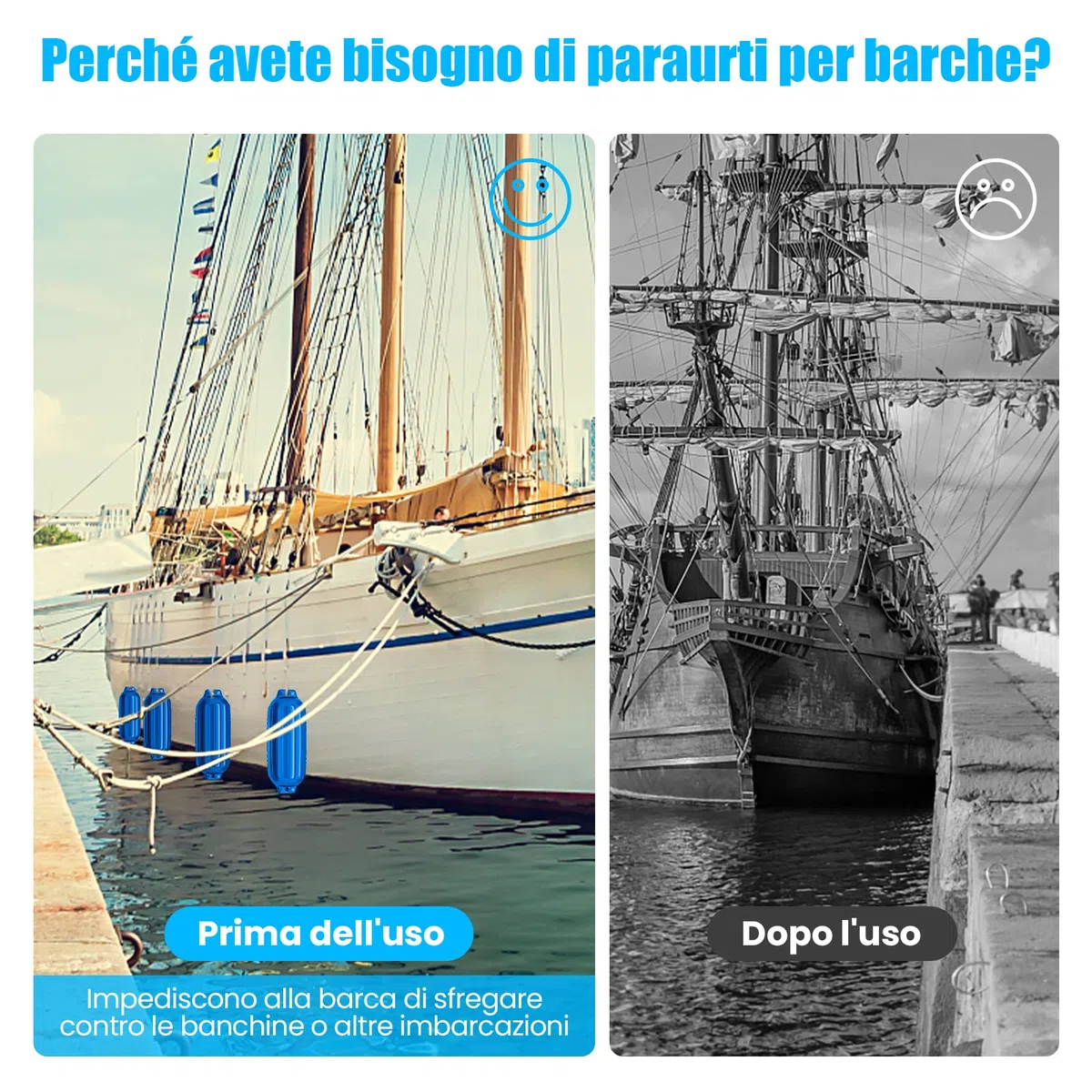 COSTWAY Set 4 Parabordi per Barca, Parabordi per Imbarcazioni, Gommonni, Boat Fender