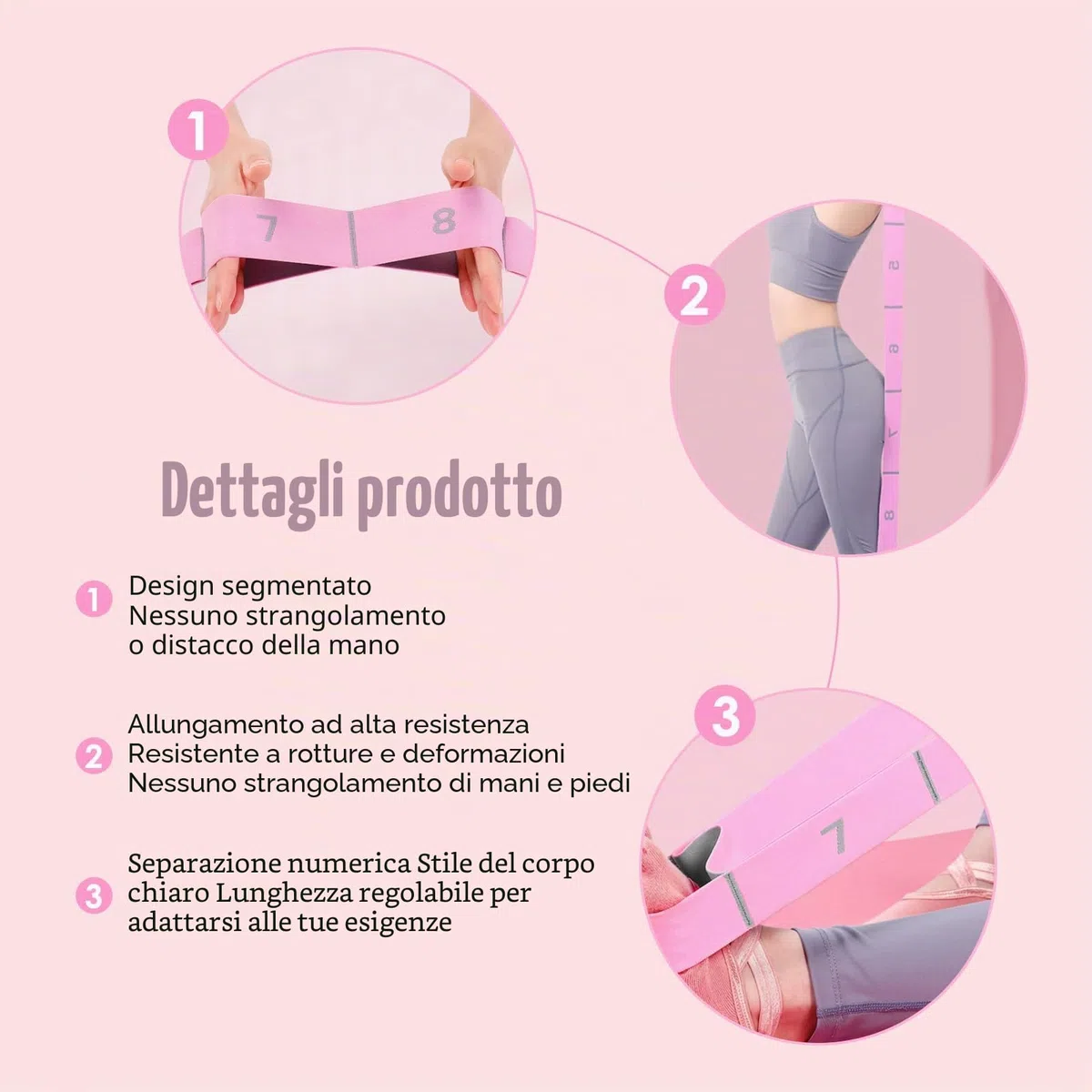 Fascia per esercizi Yoga Stretch Bande con 11 anelli- Bande di resistenza per yoga, pilates, danza e fitness, regolabile e durevole, per adulti
