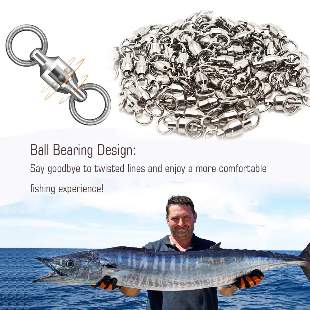 Girelle con Cuscinetti a Sfera Connettore ad Alta Resistenza Acciaio Inossidabile Anelli Saldati Solidi Canne girevoli Pesca d'Acqua Dolce in Acqua salata