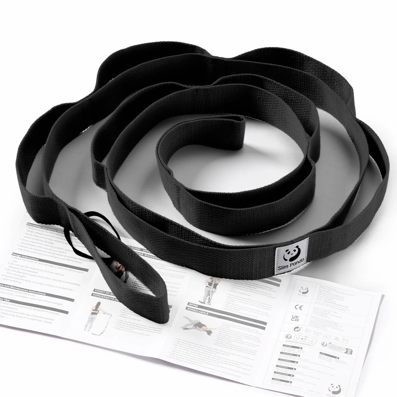 Slim Panda Cinghia Yoga Stretching, Cintura Yoga con 10 Loop per l'Allungamento e Stretching, Ceinture Elastiche Fitness Ideale per Yoga, Balletto, Pilates Fisioterapia