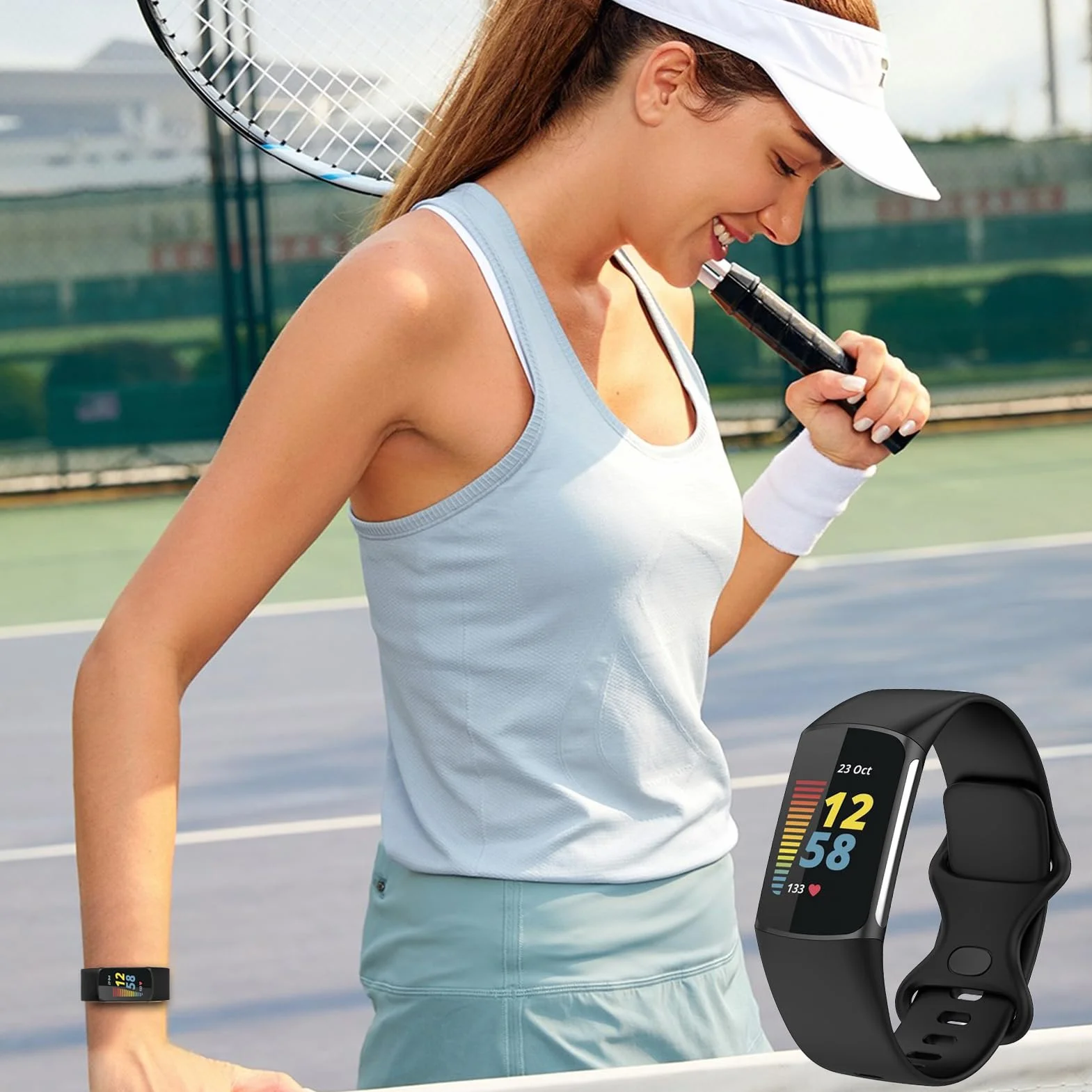 Cinturini Compatibile per Fitbit Charge 5 / Charge 6 Cinturino Donna Uomo Silicone Sport Regolabile Ricambio Braccialetto, Accessory Bracciale, S/L (nessun Tracker)