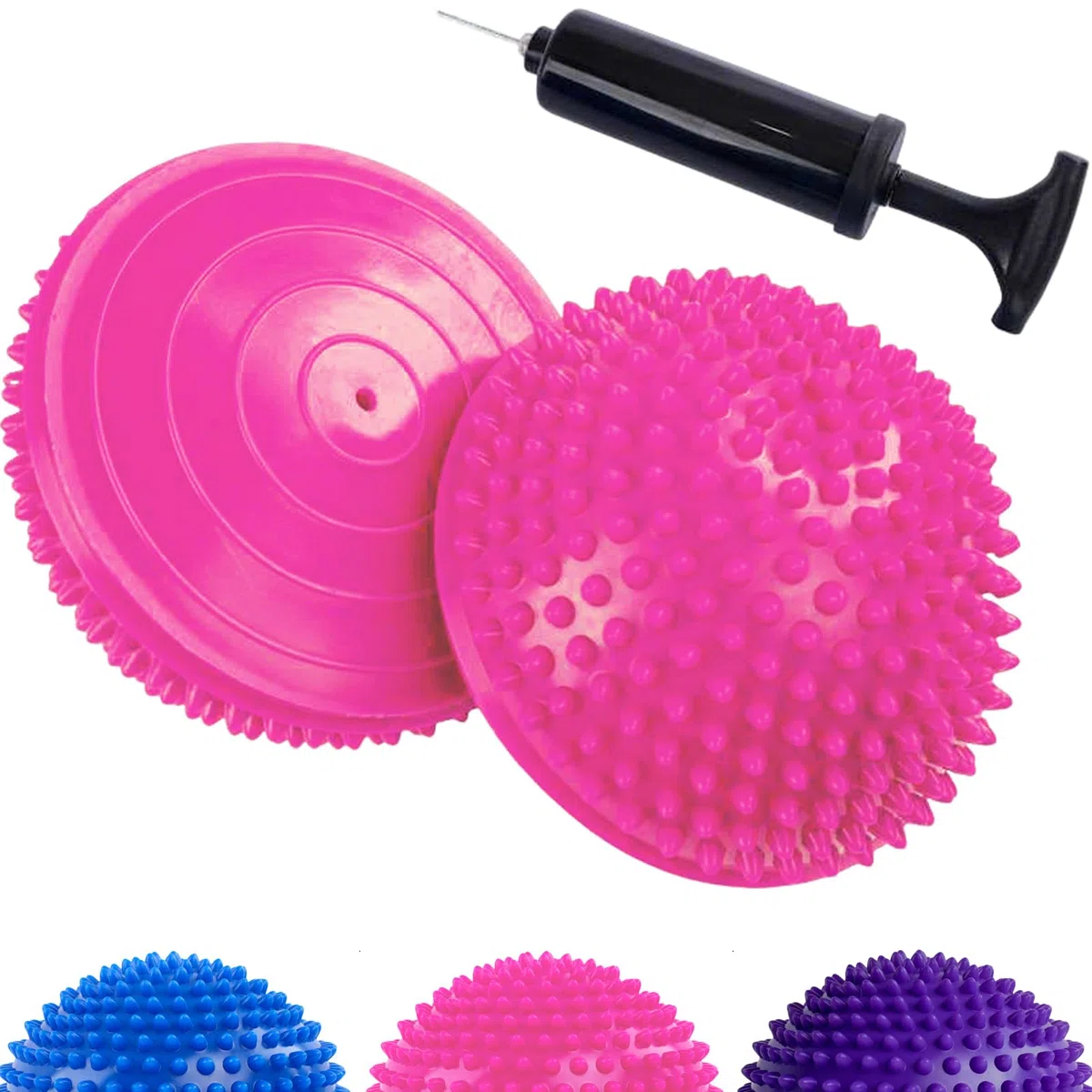 CampTeck Cuscino Equilibrio Balance Mezza Sfera Riccio, Balance Pad Cupola con Pompa a Mano - Confezione da 2
