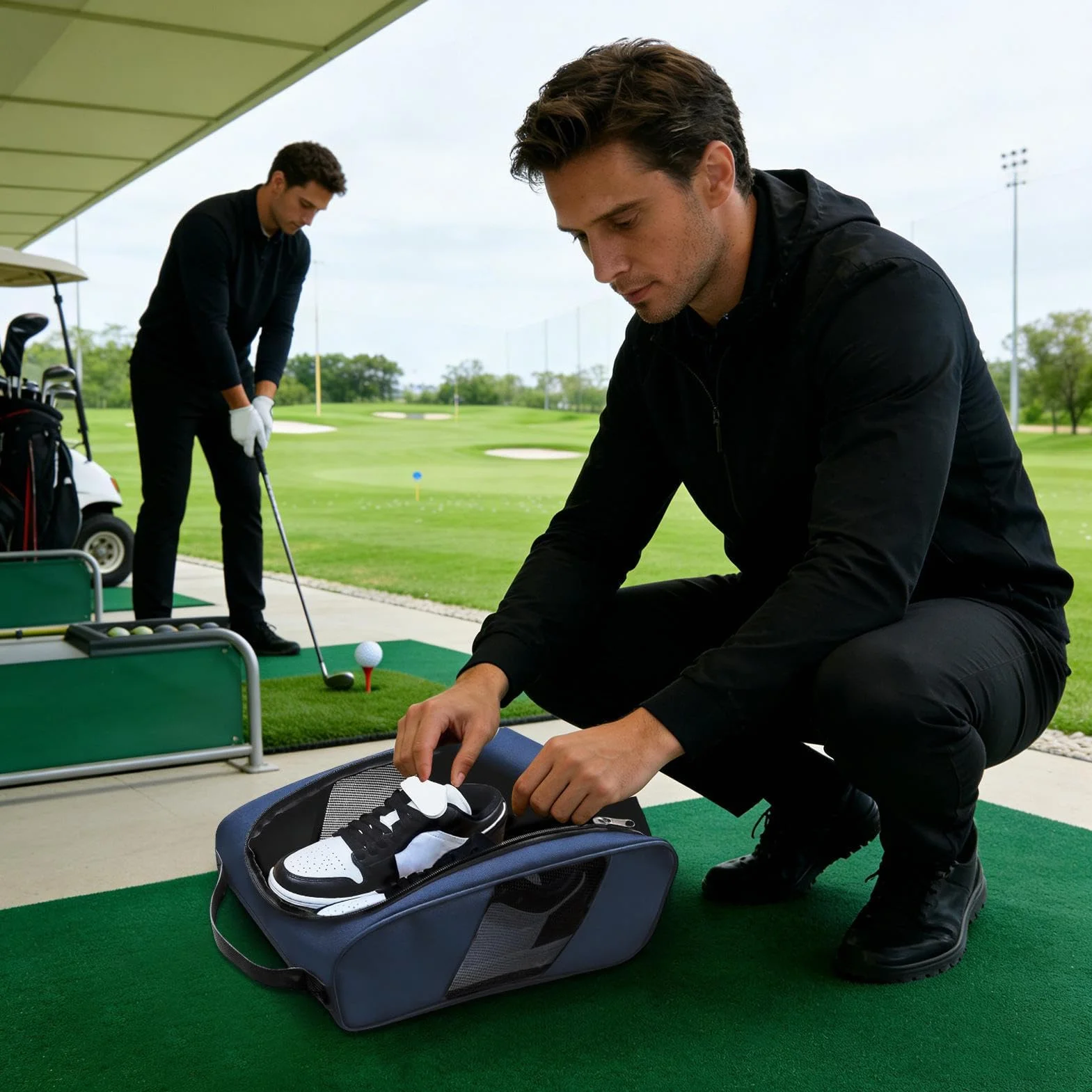 Borsa porta scarpe da golf Uomo,Trasportino unisex con cerniera, impermeabile e portatile - per Sacche da Golf | Per bowling, calcio, basket, palestra, sport, viaggi, esterni, auto,