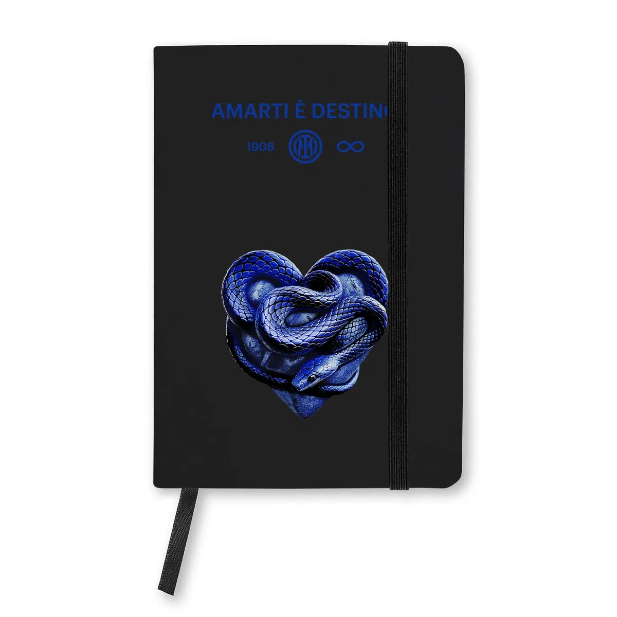 Inter Notebook IM Nero Amarti è Destino, Copertina in PU, Stampa Digitale Cuore Serigrafico, Fogli in Carta