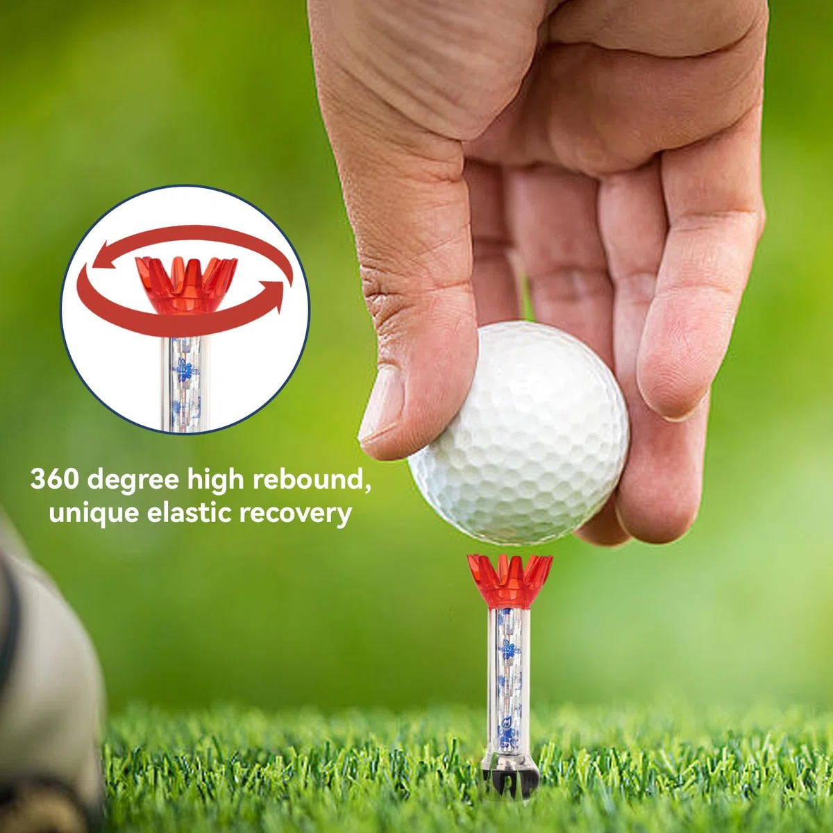 Agatige T-Shirt da Golf con Cordino, 4 Pezzi di Tee da Golf Portatili Primaverili Supporto Magnetico per Campo Pratica e Tappetino da Allenamento