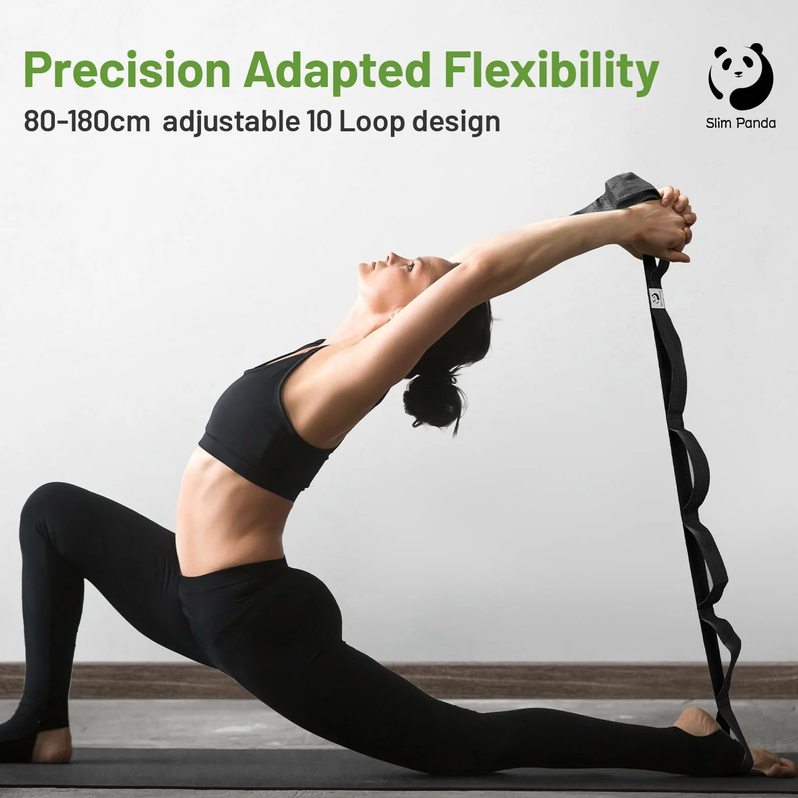 Slim Panda Cinghia Yoga Stretching, Cintura Yoga con 10 Loop per l'Allungamento e Stretching, Ceinture Elastiche Fitness Ideale per Yoga, Balletto, Pilates Fisioterapia