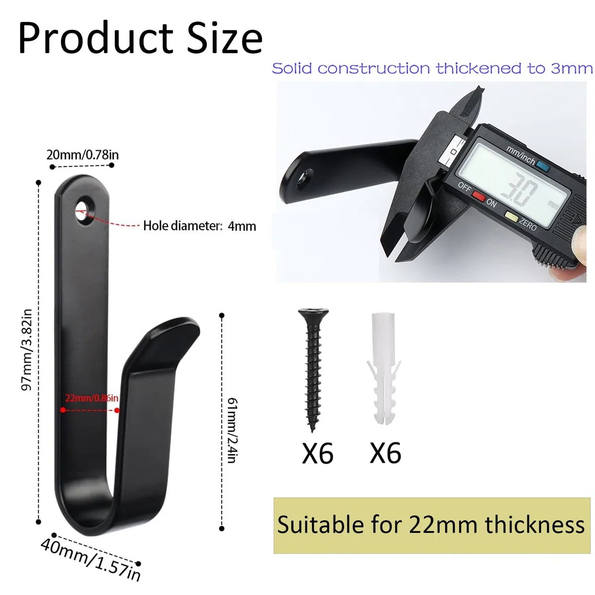 6 Pezzi Supporto da Parete per Snowboard, Appendiabiti da Parete per Snowboard, Snowboard Accessori Gancio Muro, Snowboard Wall Mount, Skateboard Espositore, per Skiboard, Longboard