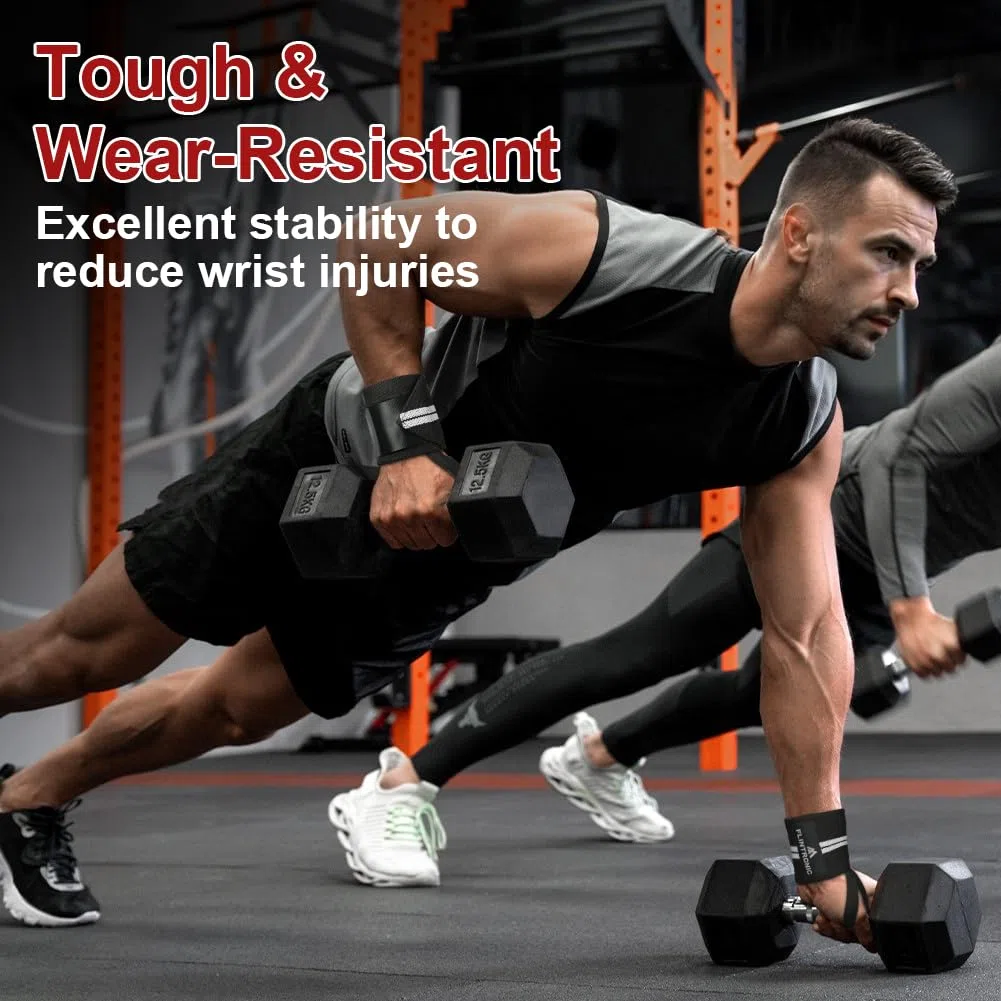 flintronic Fasce Polsi Sollevamento Pesi Cinghie, Polsiere per Fitness, con Anello per Pollice, Elasticità Cinturino di Supporto per Il Polso, per Powerlifting, Bodybuilding & Allenamenti di Forza