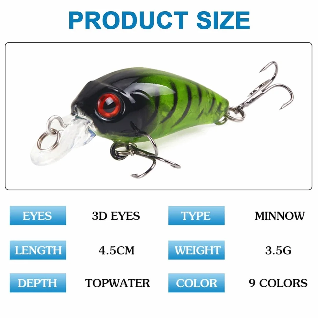 8 Pezzi esche artificiali, Esche galleggianti da pesca, Artificiali Spinning Esche Artificiali, esca pesce persico, per acqua salata, trota, salmone, pesca persico, simulazione di esche false