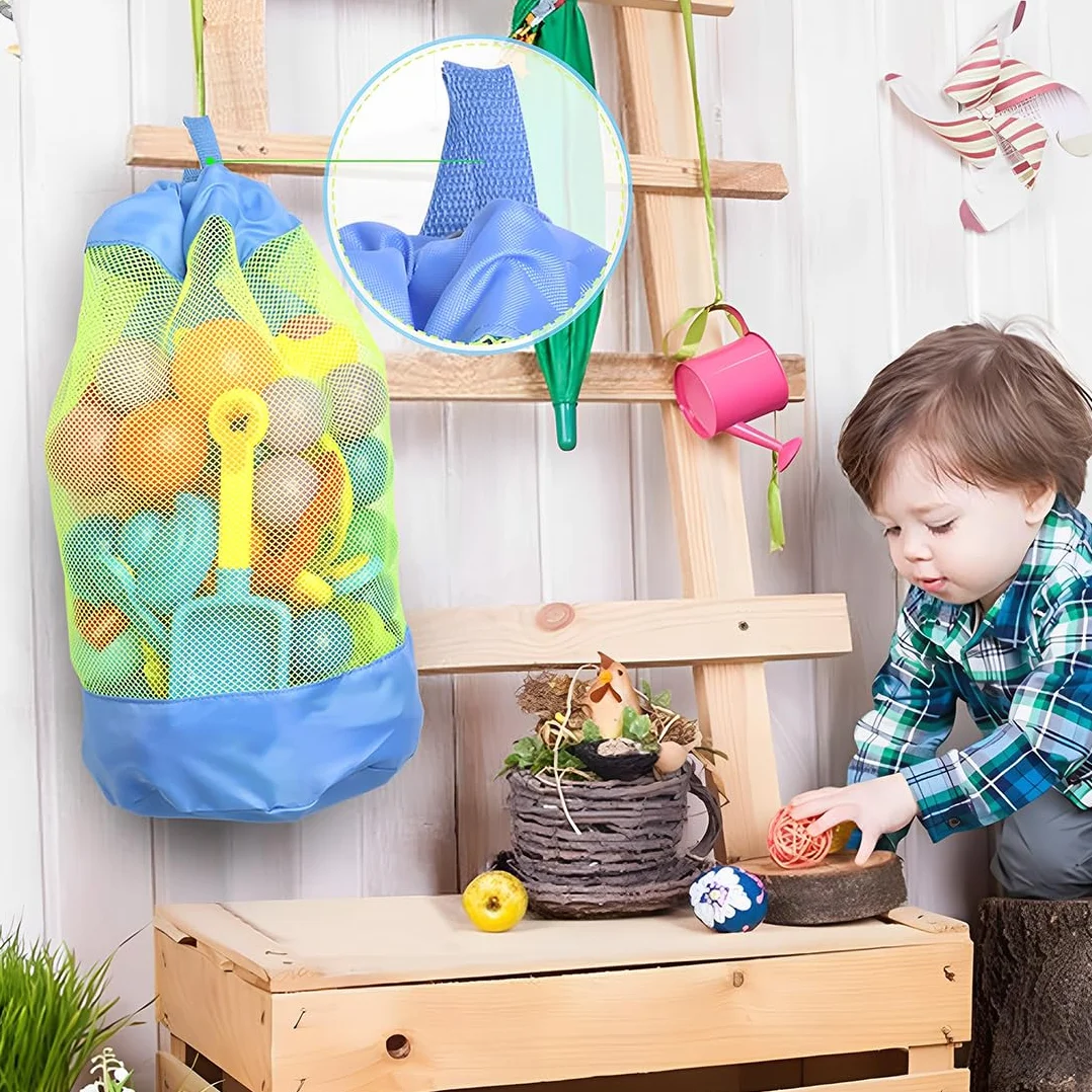 Borsa per giocattoli da spiaggia, borsa da spiaggia in rete, zaino per giochi acquatici, borsa da spiaggia grande, per bambini piccoli, ragazze e ragazzi, borsa da nuoto