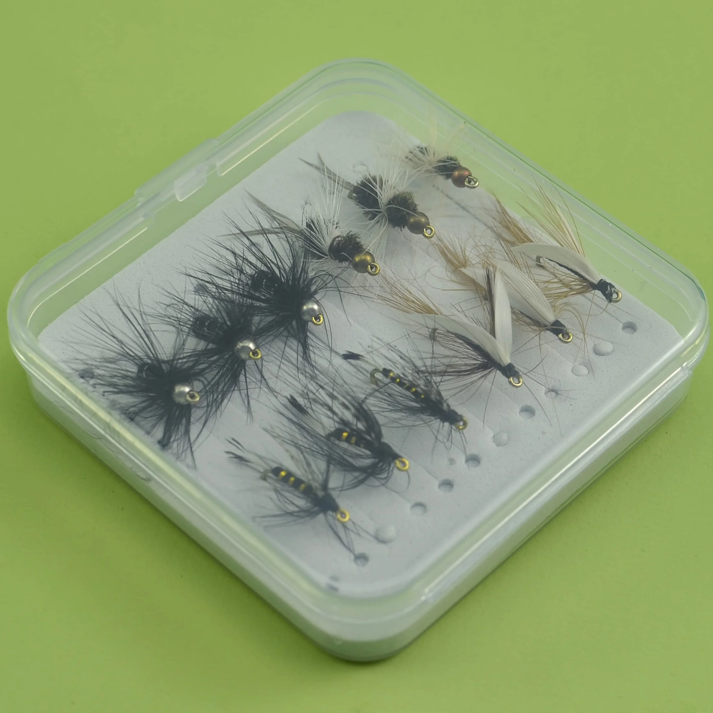 Kit per pesca a mosca, mosca secca, mosca umida, 12 pezzi