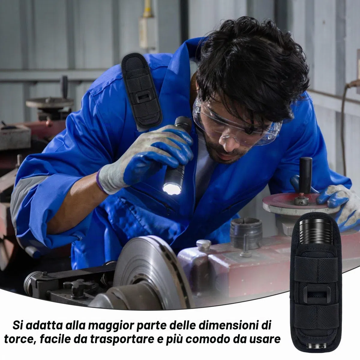 Custodia per Torcia Tascabile Girevole a 360 Gradi Con Clip per Cintura, Supporto Tattico per Attività All'aperto, Escursionismo, Caccia, Campeggio, Copertura in Nylon