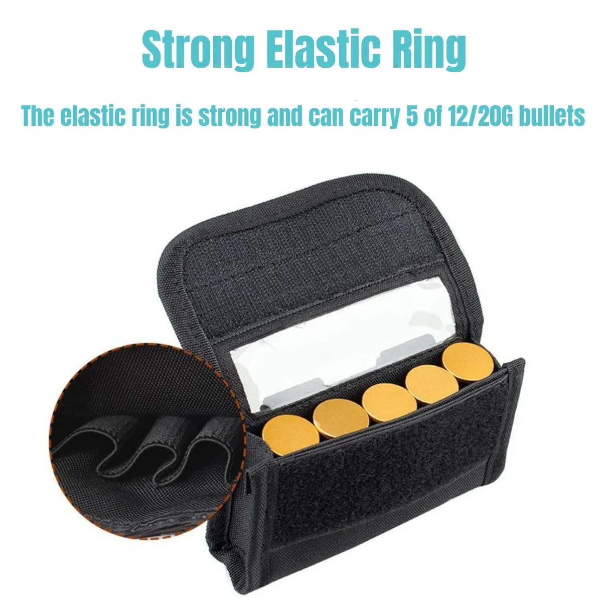 Tactical 5 Rounds Cartridge Pouch Shotgun Shotshell Munizioni Ricarica Molle Pouch Holder per calibro 12/20G