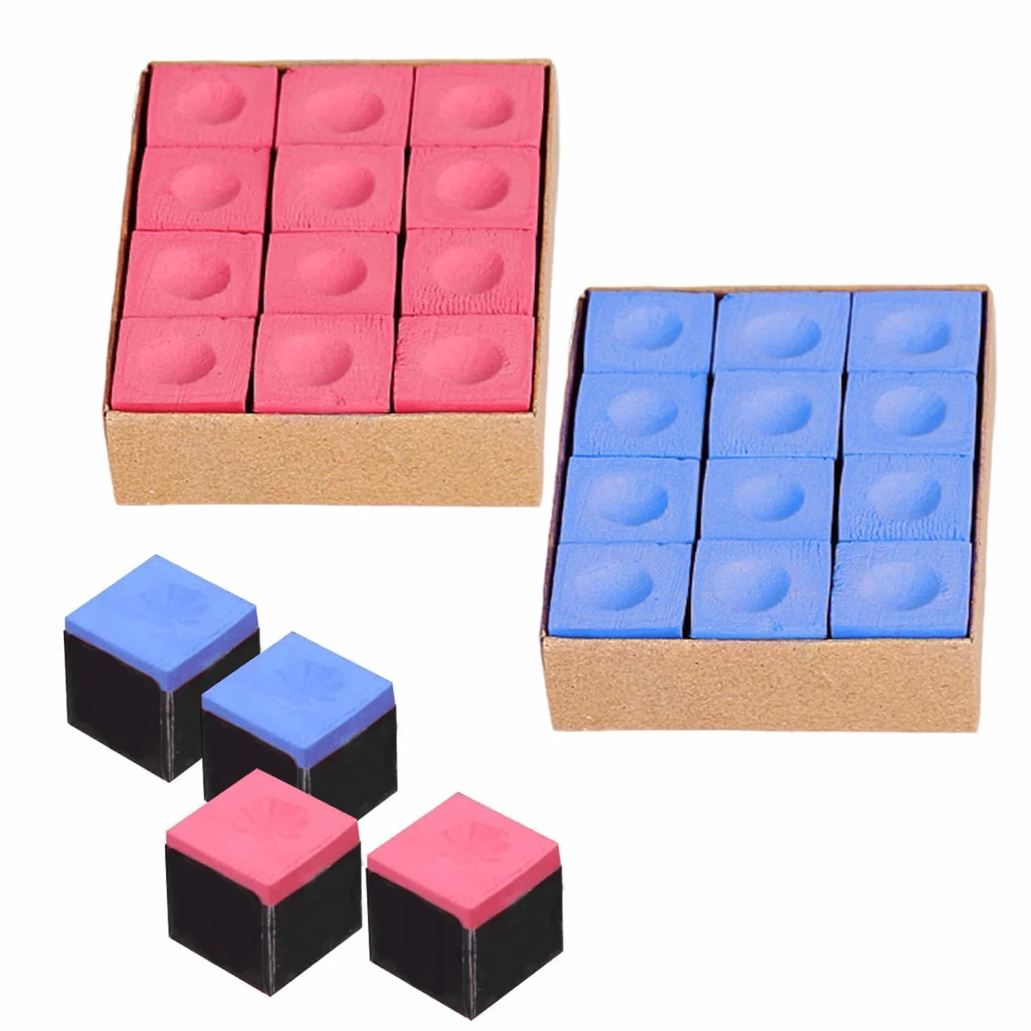 Gesso da Biliardo,24 Pezzi Gessetto Biliardo,Gessetti per Stecche da Biliardo,Biliardo Gessetto Cubetti,Gessetto Biliardo Scatola,Gessetti per Tacchetti da Biliardo (Blu/Rosso)
