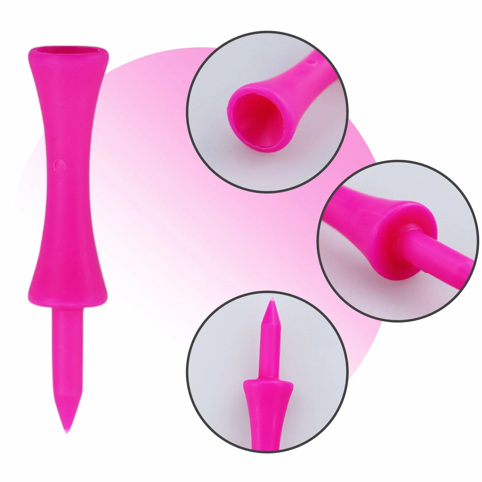 Castle Tees Golf tè da golf in plastica 57 mm rosa indistruttibili portatili