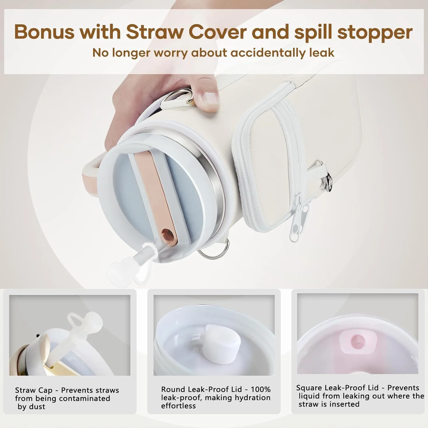 Borsa per Stanley Cup 1,2 l/40 oz Stanley Cup, borsa per l'acqua con scomparto per cellulare, moschettone e tracolla regolabile, per viaggi, escursioni, corsa, ciclismo