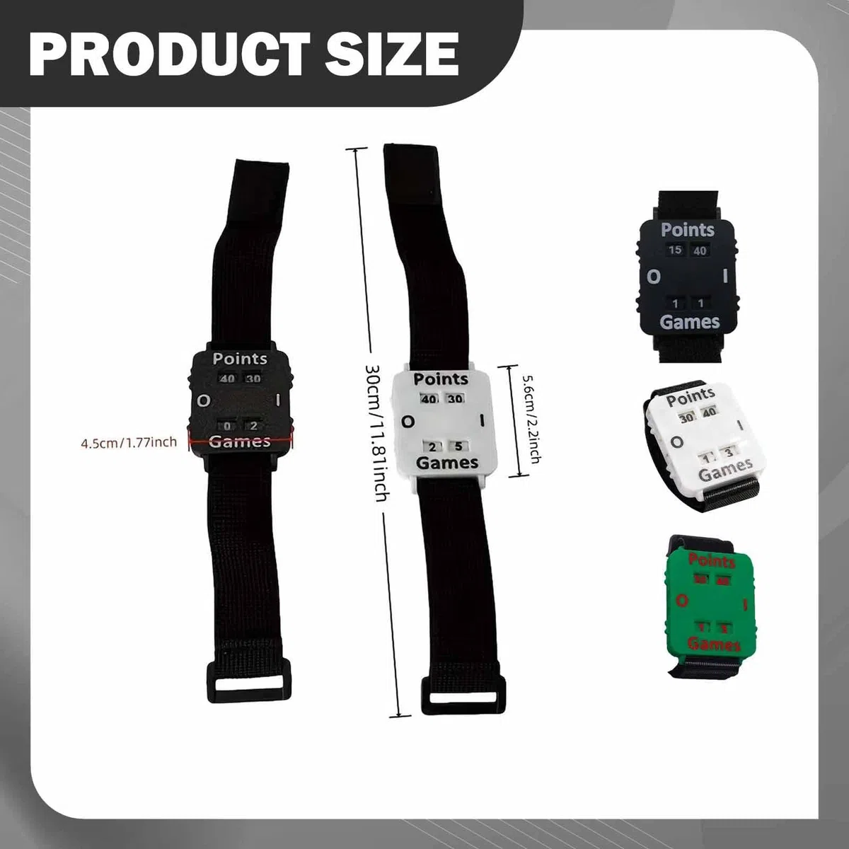 Contatore da Polso con Cinturino Regolabile, Orologio Segnapunti in ABS, Accessori Tennis, Cinturino Multiuso per Tennis, Pong, Badminton, Pallavolo, Lunghezza 30 Cm