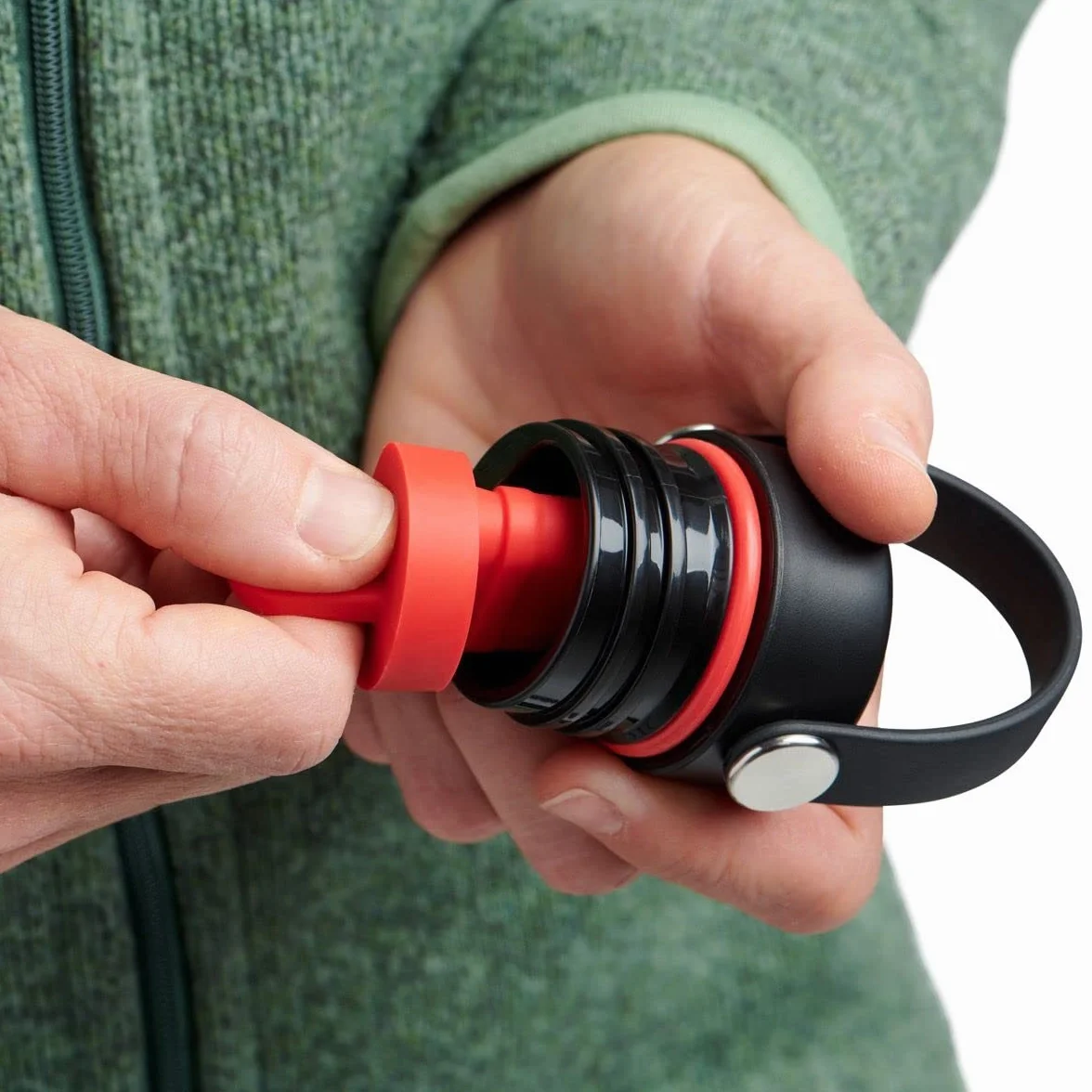 Hydro Flask Coperchio Flex Straw Cap Wide Mouth Ermetico Nido d'Ape Strap Trasporto Lavabile Lavastoviglie Black