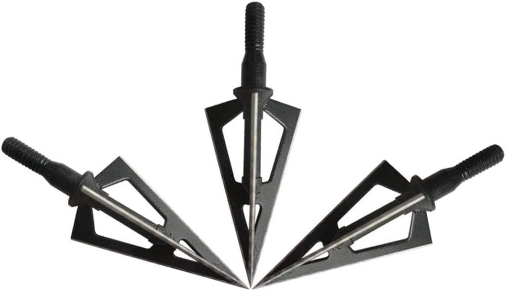3pcs / 6pcs / 12pcs Fixed 3-Blade Broadhead 100 Grain Black Steel Tiro con L'Arco Broadhead per Arco Composto Frecce e dardi per Balestra per Caccia con Arco e Bersaglio