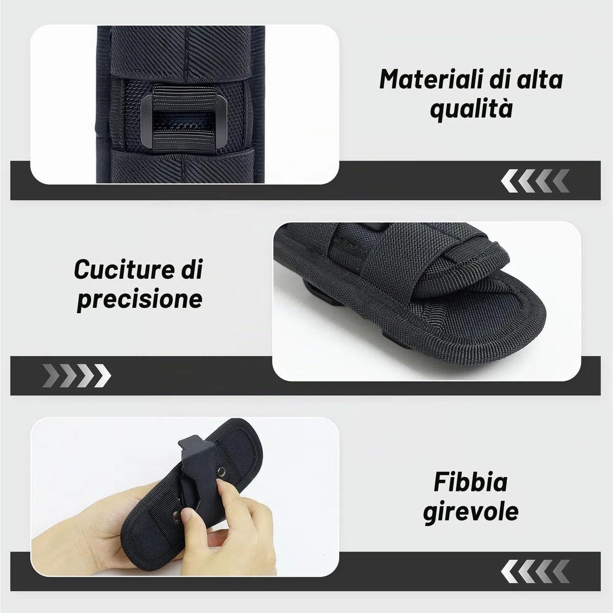 Custodia per Torcia Tascabile Girevole a 360 Gradi Con Clip per Cintura, Supporto Tattico per Attività All'aperto, Escursionismo, Caccia, Campeggio, Copertura in Nylon