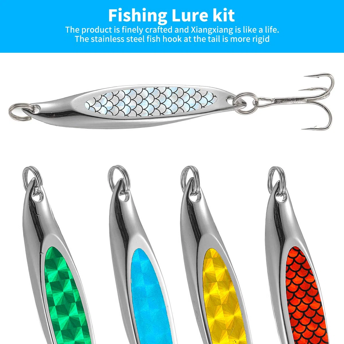 5pcs dexter cuneo esche da pesca mare trota esche fetta di metallo cucchiaio ami tripli sgombro paillettes spinner esche dure pesca in mare filatori luccio esche