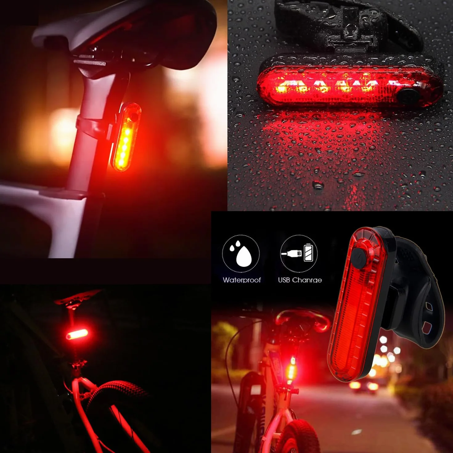 Luce per bicicletta,Impermeabile IP65 Luce Bici Anteriore e Posteriore,2200mah Luce Bicicletta LED Ricaricabile USB 5 modalità luce bicicletta,luce bici LED Set,Luminoso Luce Bici per Sicurezza