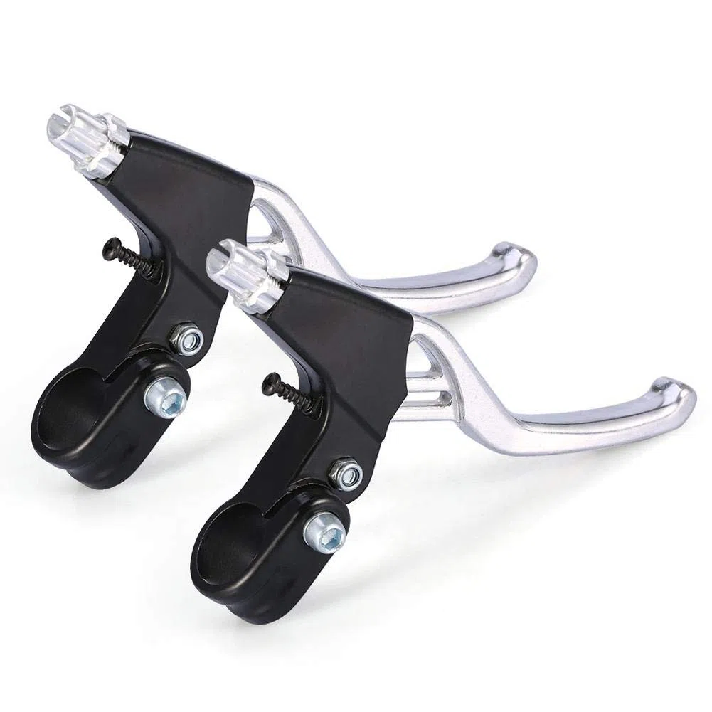 Leva freno in lega di alluminio, 1 paio di maniglie in lega di alluminio, per mountain bike, bicicletta, per mountain bike, bici da strada e bici pieghevoli (argento)