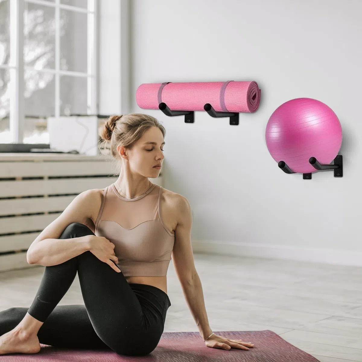 Supporto per palla da yoga - Confezione da 2 organizer da parete | Robusto supporto per attrezzi per palestra, palestra, allenamento a casa, supporto sicuro per l'esposizione di palle da yoga, soluzio