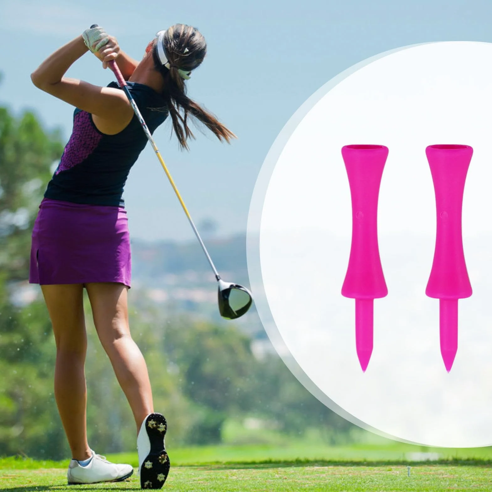 Castle Tees Golf tè da golf in plastica 57 mm rosa indistruttibili portatili